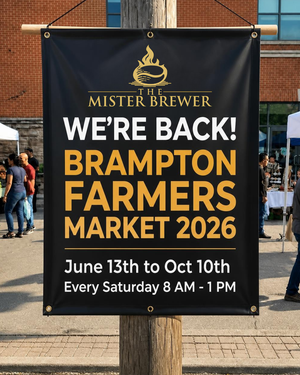 The Mister Brewer coffee booth at Downtown Brampton Farmers Market 2026