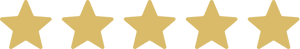 Gold five star review icon.